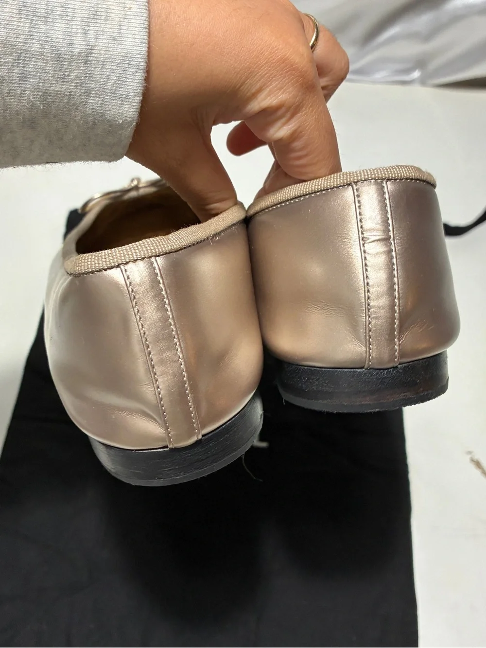 Chanel Two-Tone Ballet Flats in champagne gold and Black